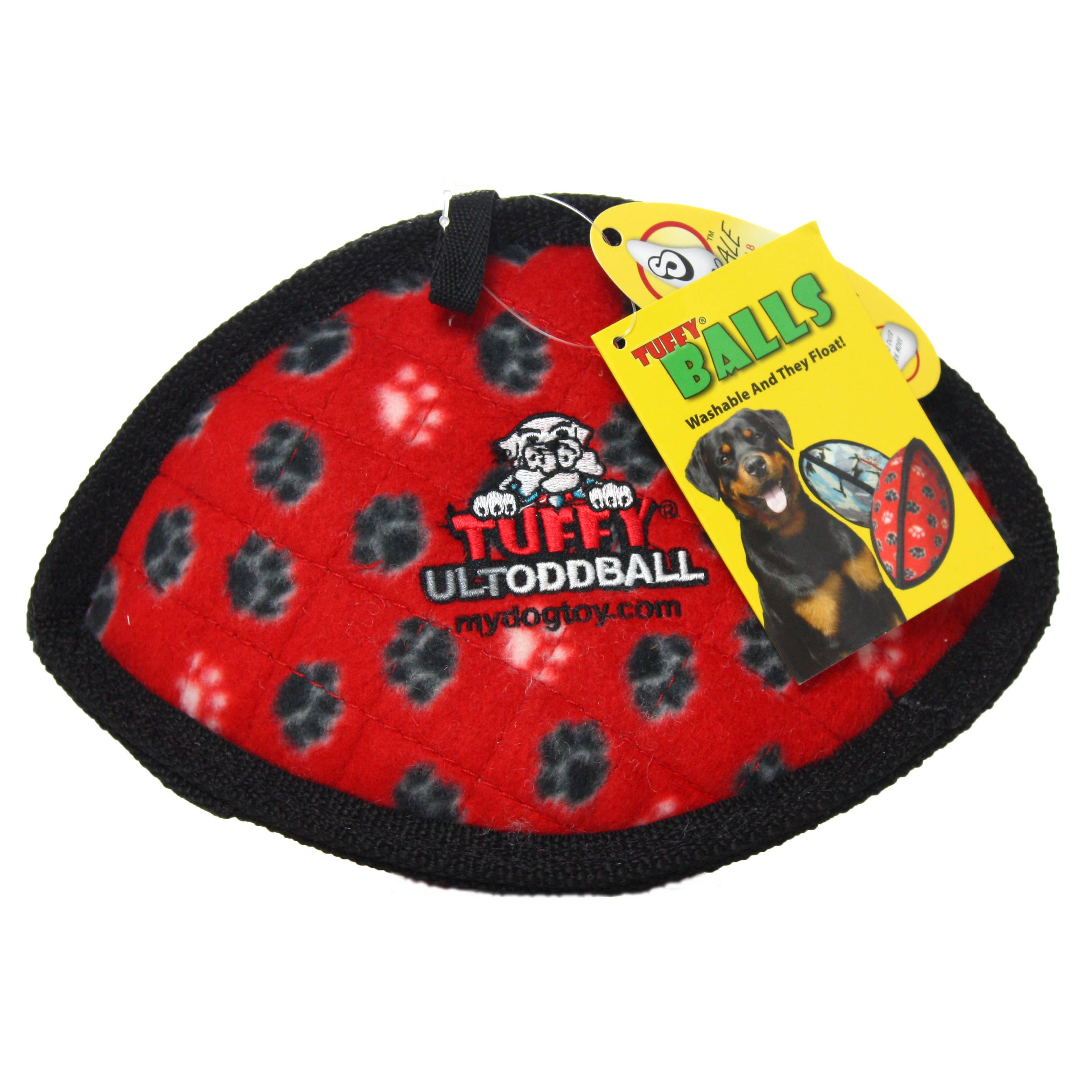 Tuffy Ultimate Odd Ball - Red Paw, Tough, Durable Dog Toy