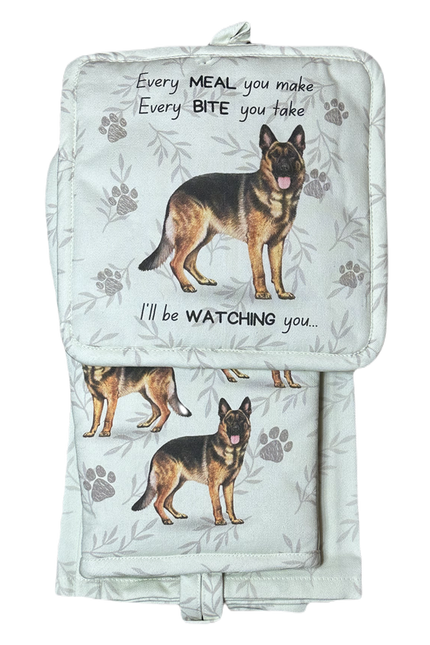 German Shepherd, oven mitt set