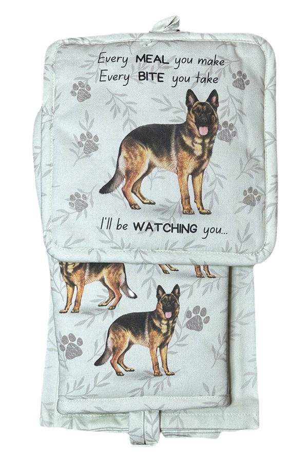 German Shepherd, oven mitt set