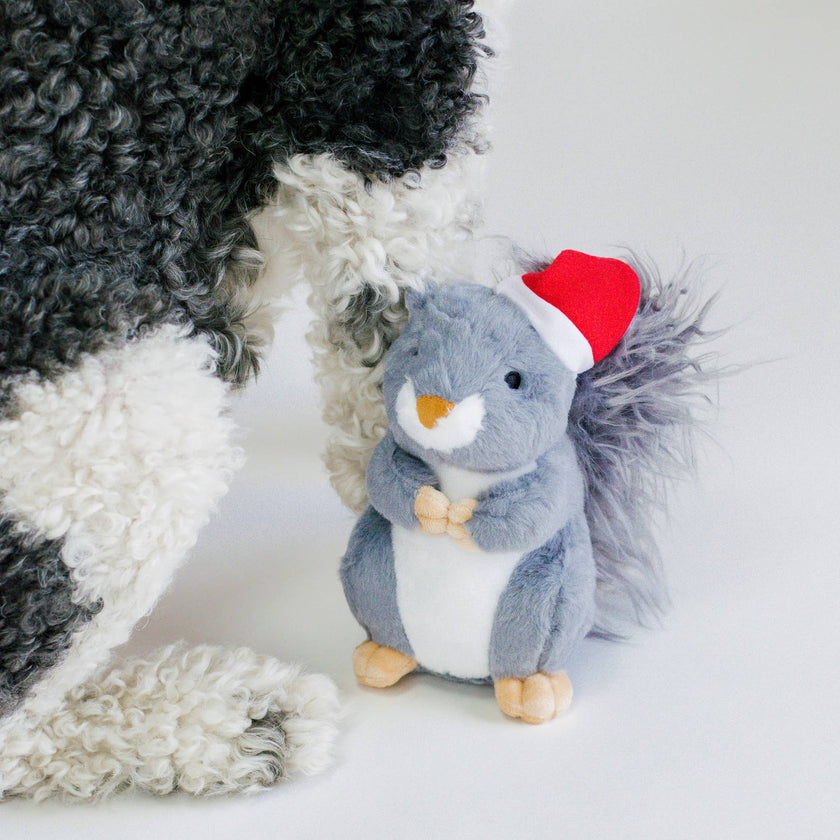 Christmas Squirrel Plush Furry Tail Large Dog Toy