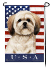 This Lhasa Apso Brown USA American Garden Flag is a testament to the beauty of your favorite breed and the American Flag. 