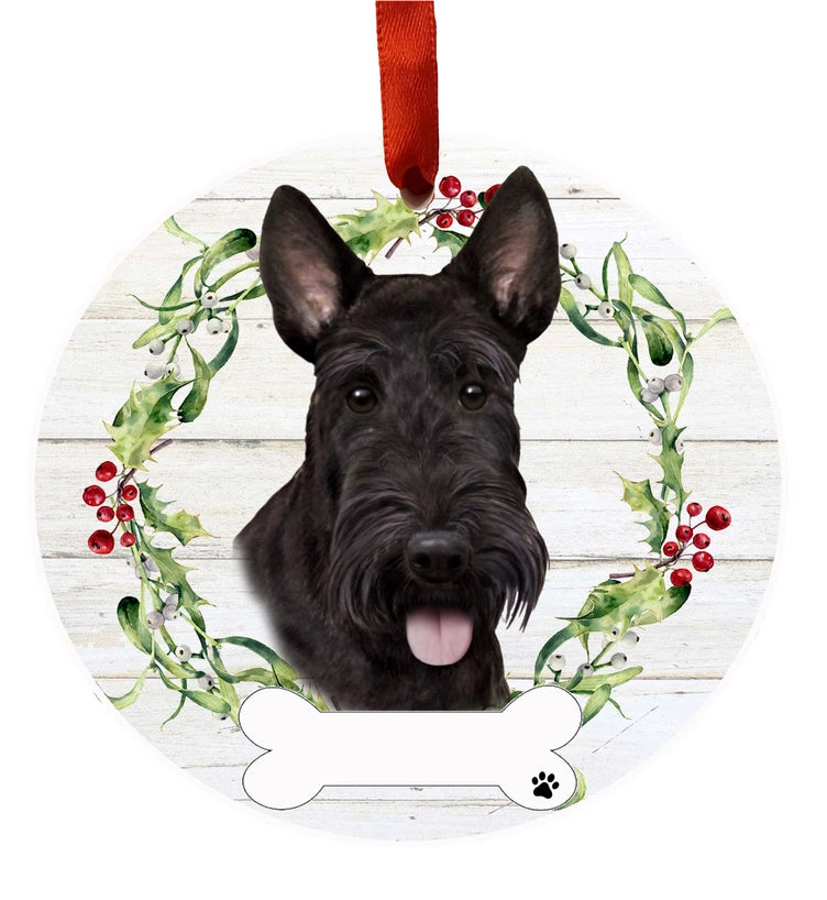 Scottie Ceramic Wreath Ornament