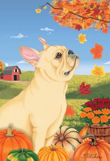 French Bulldog, Cream Garden Flag (Fall)