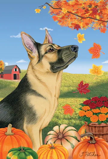 German Shepherd Garden Flag (Fall)