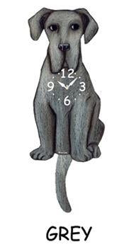 Great Dane (Grey) Wagging Tail Clock