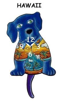 Blue Dog Hawaiian Wagging Tail Clock