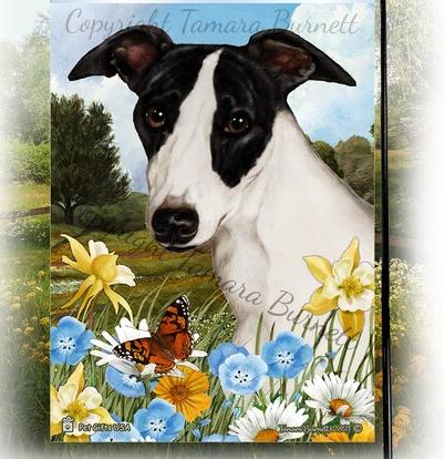 Whippet Summer Flowers Garden Flag