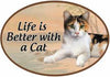 Calico Cat - Life is Better Oval Magnet