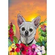 Chihuahua, White (Tropical) Large Flag