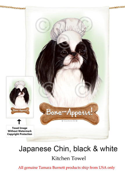 Japanese Chin Black & White Flour Sack Kitchen Towel