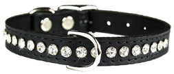 Leather & Jewels REAL Leather Dog Collar- Black