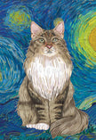 Main Coon Starry Night Garden Flag