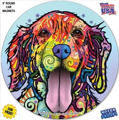 Golden Retriever Round Magnet