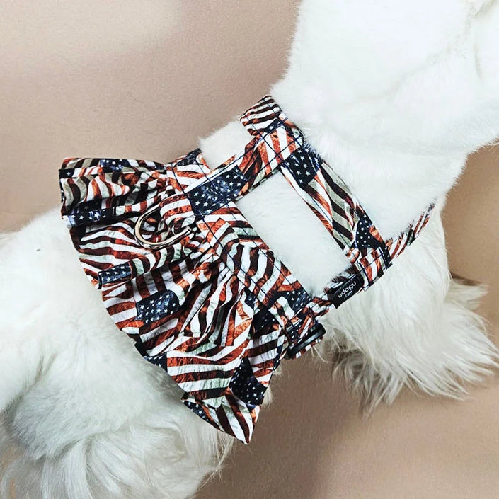 Old Glory Ruffle Dog Harness
