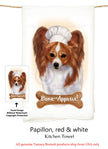 Papillon Red and White Flour Sack Kitchen Towel