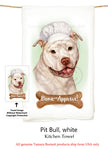 Pit Bull White Uncropped Flour Sack Kitchen Towel