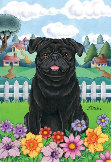 Pug, Black Garden Flag