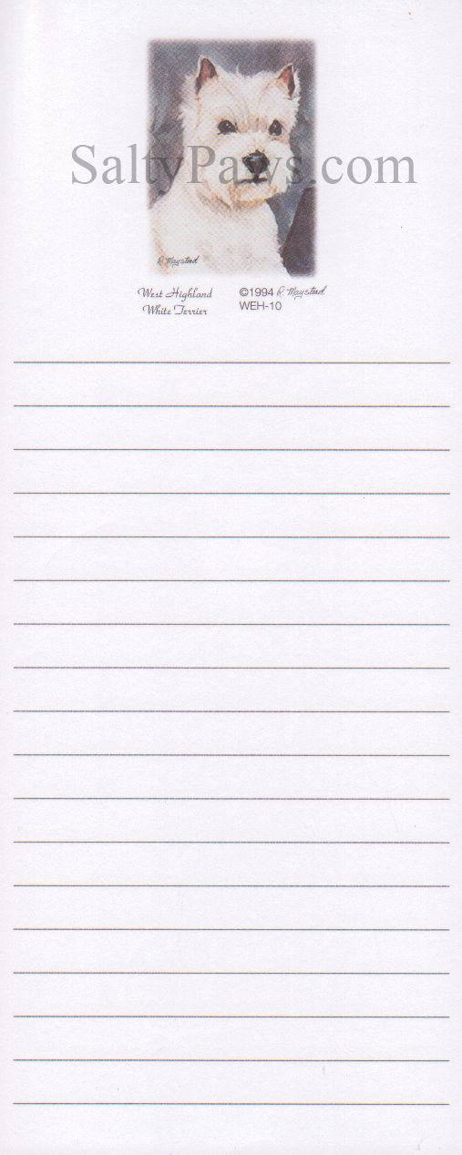 Westie List Note Pad