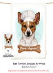 Rat Terrier Tan and White Cropped Flour Sack Kitchen Towel