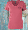 Salty Paws UPF40 V-Neck Tee Shirt- Ruby Red Heather