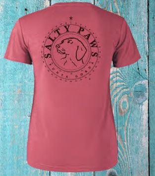 Salty Paws UPF40 V-Neck Tee Shirt- Ruby Red Heather