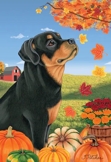 Rottweiler Garden Flag (Fall)