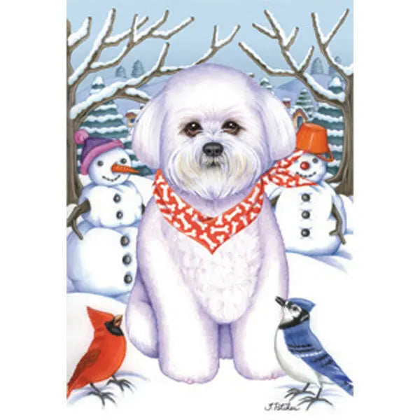 Bichon (Winter) Large Flag