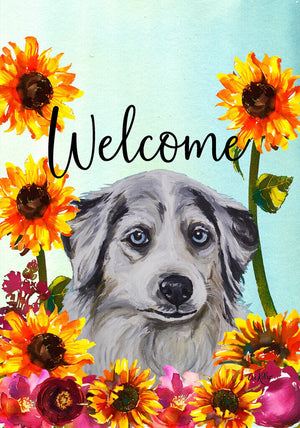 Australian Shepherd (Welcome) Large Flag