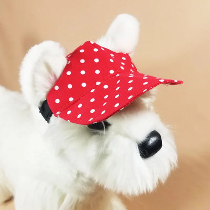 Dog Hat- Red White Dot