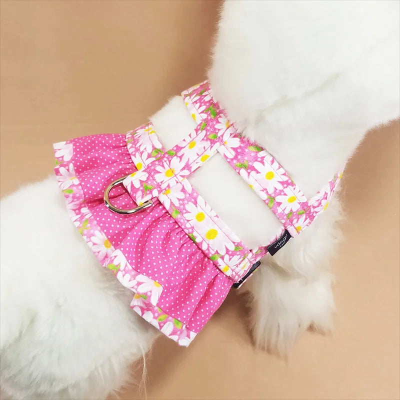 Pink Daisy Ruffle Dog Harness