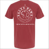 Introducing our custom-branded, Crimson color Salty Paws™ ®logo tees – the perfect apparel for anyone who loves being by the water and adores dogs! Each shirt features our iconic nautical compass design, complete with the coordinates of our flagship store. Crafted for comfort and style, these versatile tees are ideal for beach outings, boat trips, or casual wear. Show off your love for the ocean and man's best friend with a Salty Paws tee – a must-have for every water and dog enthusiast!