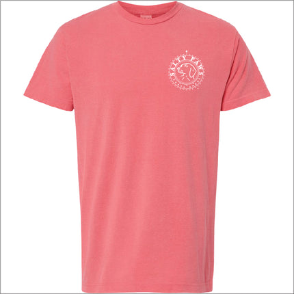 Introducing our custom-branded, Watermelon color Salty Paws™ ®logo tees – the perfect apparel for anyone who loves being by the water and adores dogs! Each shirt features our iconic nautical compass design, complete with the coordinates of our flagship store. Crafted for comfort and style, these versatile tees are ideal for beach outings, boat trips, or casual wear. Show off your love for the ocean and man's best friend with a Salty Paws tee – a must-have for every water and dog enthusiast!