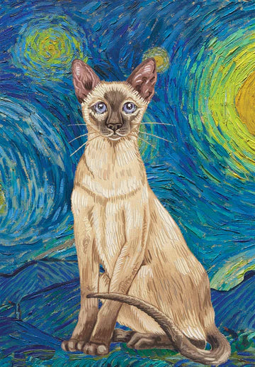 Siamese Cat Starry Night Garden Flag