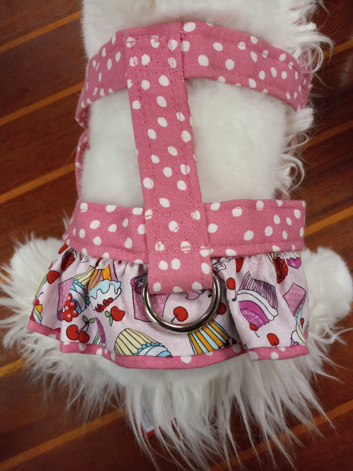 * Pink Cupcake Ruffle Dog Harness