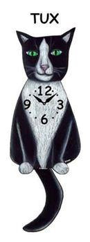 Tuxedo Cat Wagging Tail Clock