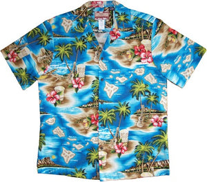 Turquoise Islands Hawaiian Aloha Men's Shirt