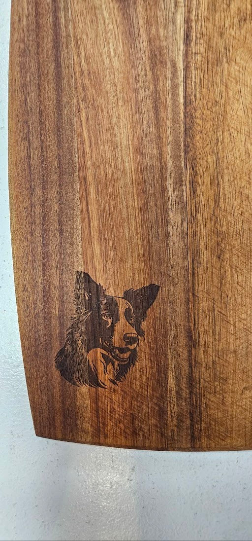 Border Collie Engraved Wooden Cutting Board