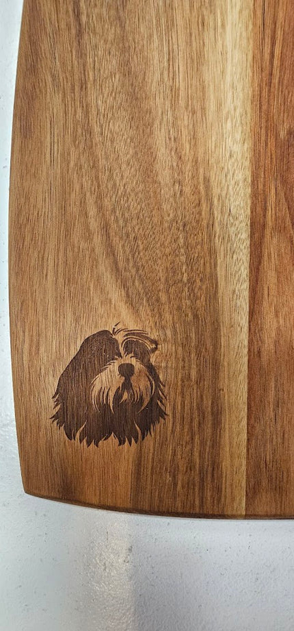 Tibetan Terrier Engraved Wooden Cutting Board