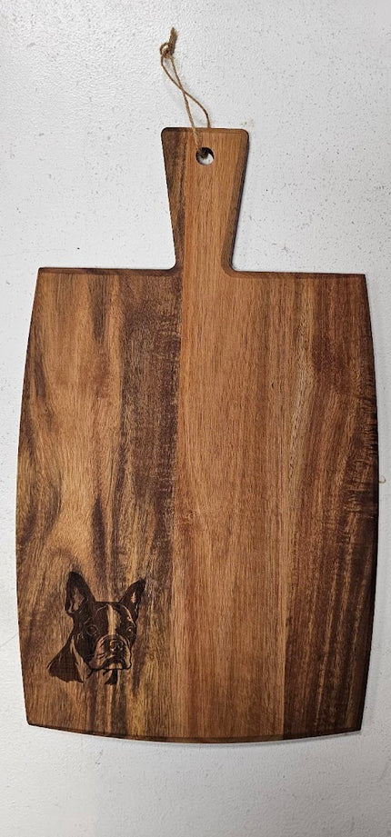 Boston Terrier Engraved Wooden Cutting Board