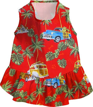 Red Dog/Cat Hawaiian Aloha Dress