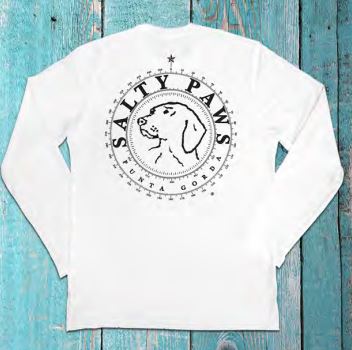 Salty Paws UPF50 Long Sleeve Sunblock Fishing Shirt- White