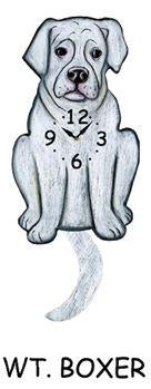 Boxer (White) Wagging Tail Clock