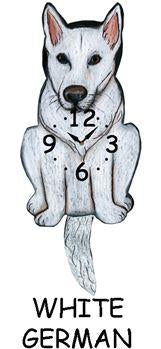 German Shepherd (White) Wagging Tail Clock