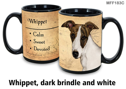 Whippet Dark Brindle & White Coffee Mug Cup