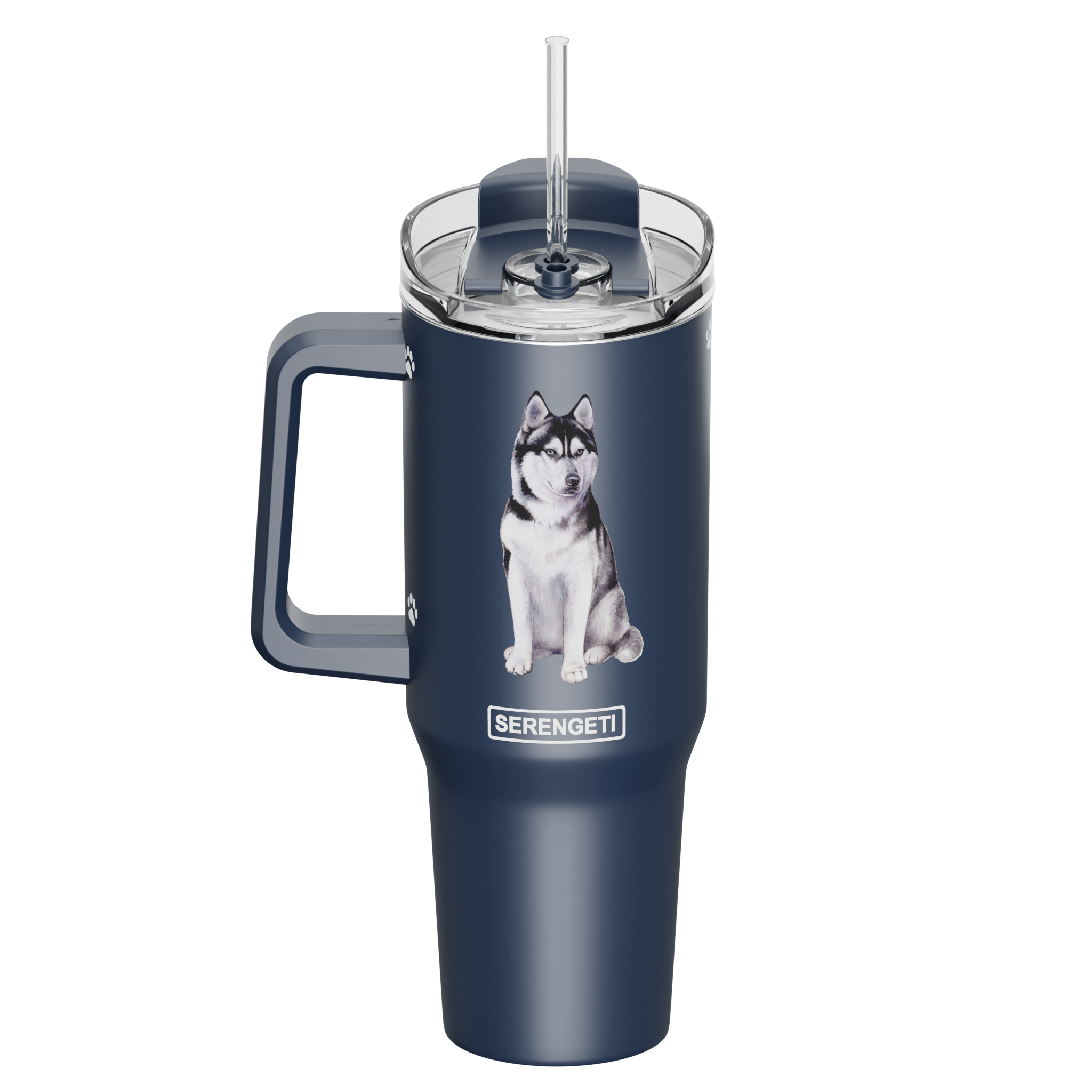 Siberian Husky 40 oz Tumbler with Handle and Straw Lid