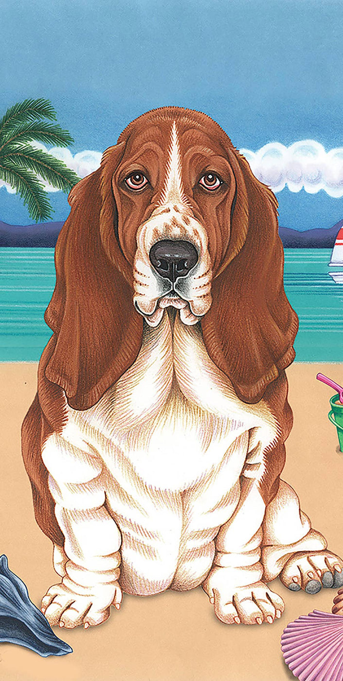 Basset Hound Bath Beach Towel