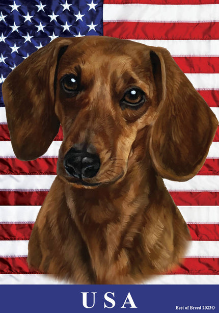 Dachshund Red Smooth -  All-American II Garden Flag