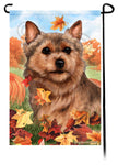 This Norwich Terrier Grizzle Falling Leaves Garden Flag is a testament to the beauty of your favorite breed and the American Flag