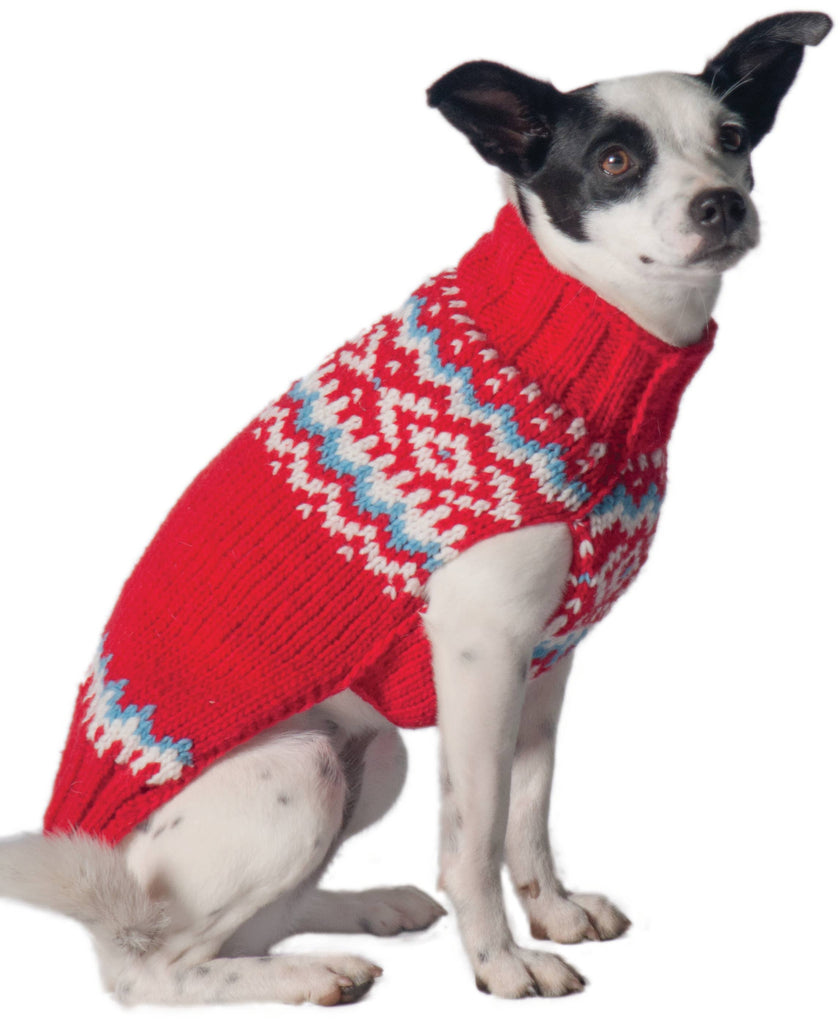 Red Nordic Dog Wool Pet Sweater