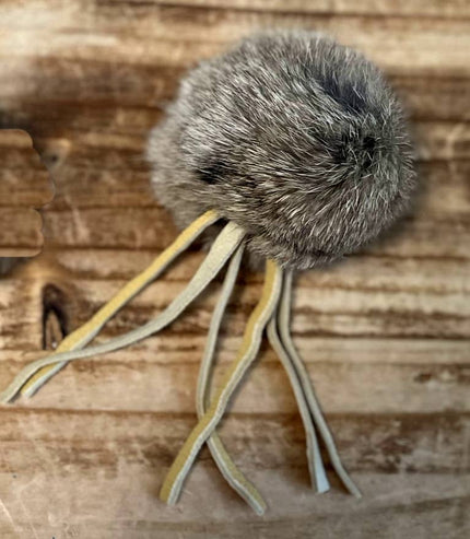 Cat Toy Fur-Fuffle  Natural Rabbit Fur, Leather Strips Toy